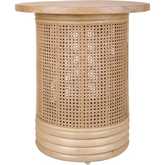 Brisa Side End Table in Natural Finish Rattan & Wood